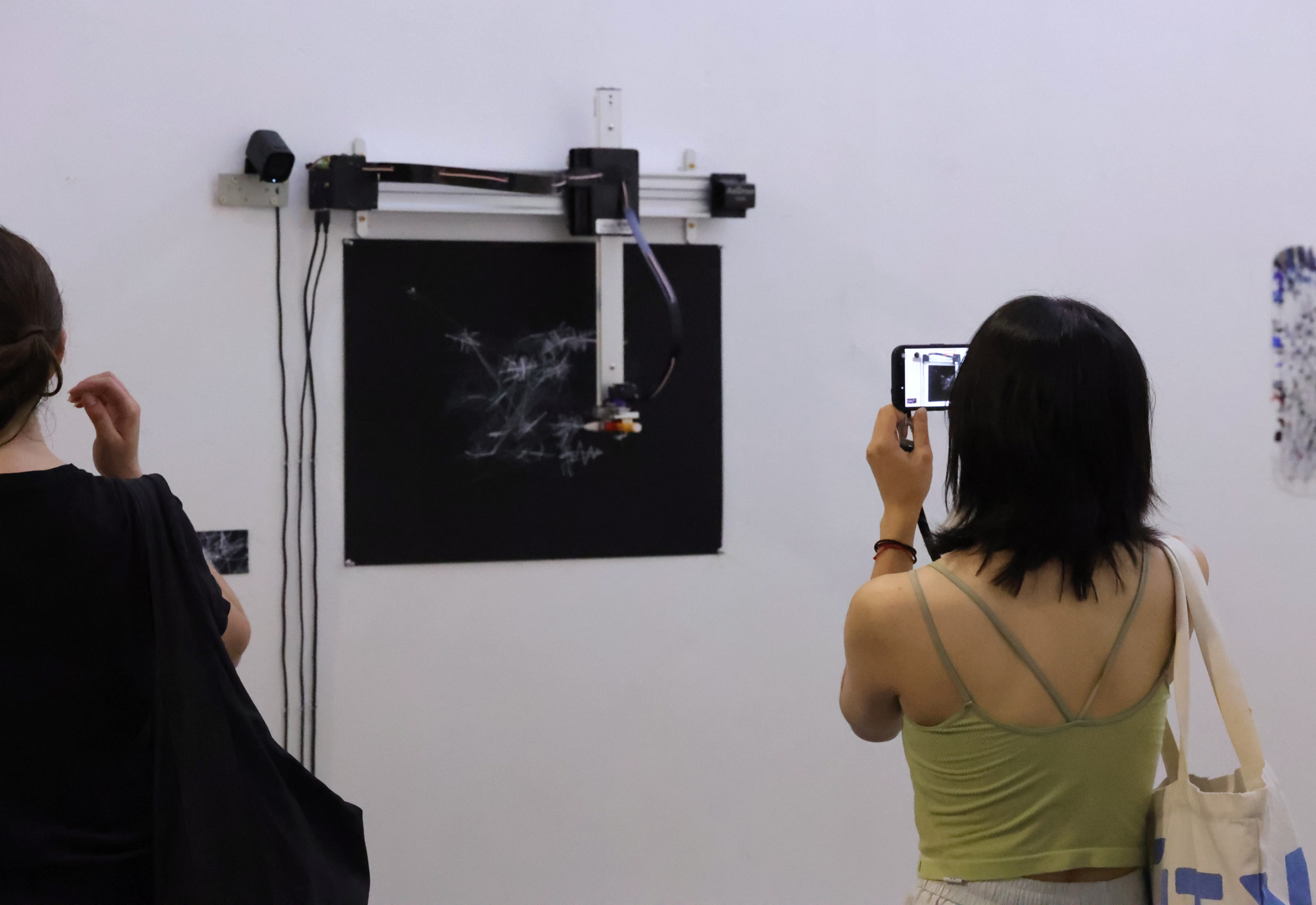 Audience member interacting with the installation